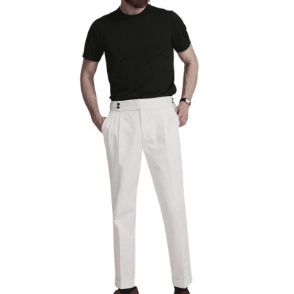 Men’s High Waist Slim Fit Suit Pants – Solid Color European Style Formal Trousers with Anti-Wrinkle Quick Dry Cotton Fabric & Zipper Fly Closure