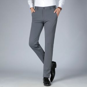 Men’s Straight Leg Office Suit Pants – Professional Mid Rise Formal Trousers for Business & Wedding Wear