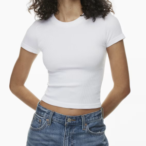 Women’s Slim Fit Crew Neck Sports T-Shirt – 200G Cotton Compression Quick Dry Eco-Friendly Short Sleeve (White)