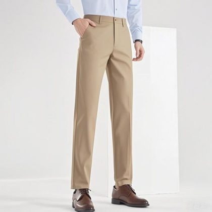 Men’s Plus Size Breathable American Style Pants – Premium Straight Fit Formal Trousers with Lightweight Worsted Fabric, Zipper Fly Closure & All-Day Comfort