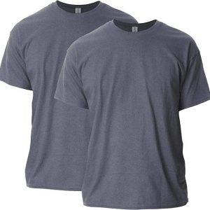 Wholesale Pack of 2 Custom Your Brand Logo 100% Cotton Tshirt Grey Short Sleeved Men T Shirt Plain Casual Men’s T-shirts