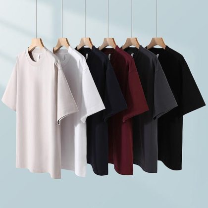Heavyweight 380 Blank T-Shirt – 100% Cotton O-Neck Seamless Custom Print Tee (6 Colors)