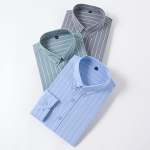 Men’s 3 Pack 100% Cotton Business Dress Shirts – Breathable Long Sleeve Turn-Down Collar Formal Office Wear with Anti-Shrink & Quick Dry Fabric